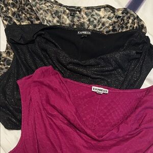 Express Women's Blouses - Black, Pink, Leopard Print